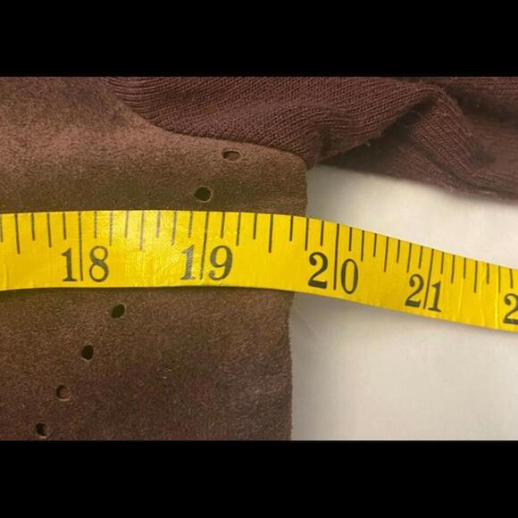 ecru  brown suede long sleeve top - Picture 6 of 14